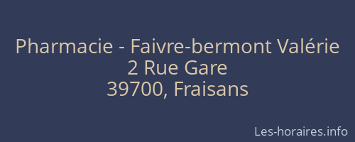 Pharmacie - Faivre-bermont Valérie