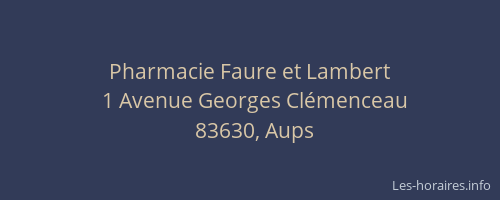 Pharmacie Faure et Lambert
