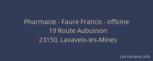 Pharmacie - Faure Francis - officine