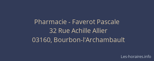 Pharmacie - Faverot Pascale