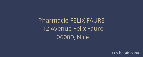 Pharmacie FELIX FAURE