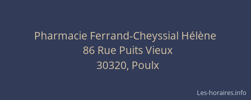 Pharmacie Ferrand-Cheyssial H&eacute;l&egrave;ne