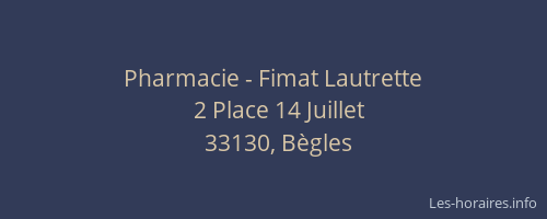 Pharmacie - Fimat Lautrette