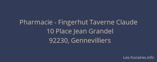 Pharmacie - Fingerhut Taverne Claude