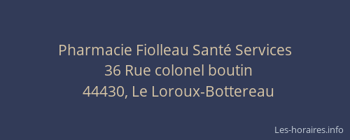 Pharmacie Fiolleau Santé Services