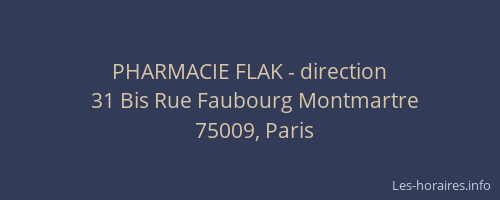 PHARMACIE FLAK - direction