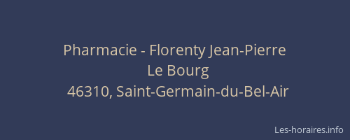 Pharmacie - Florenty Jean-Pierre