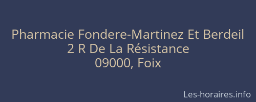Pharmacie Fondere-Martinez Et Berdeil