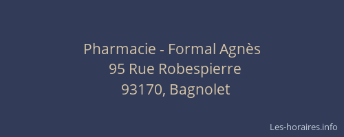 Pharmacie - Formal Agnès