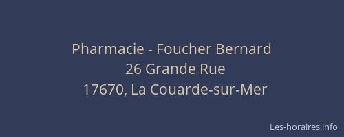 Pharmacie - Foucher Bernard