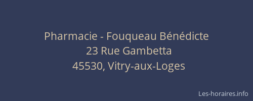 Pharmacie - Fouqueau B&eacute;n&eacute;dicte
