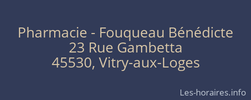Pharmacie - Fouqueau Bénédicte