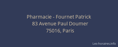 Pharmacie - Fournet Patrick
