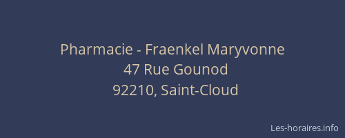 Pharmacie - Fraenkel Maryvonne