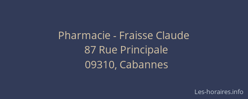 Pharmacie - Fraisse Claude
