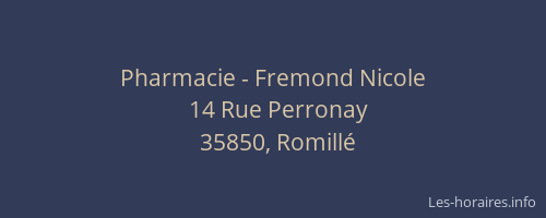 Pharmacie - Fremond Nicole