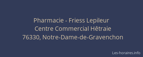 Pharmacie - Friess Lepileur
