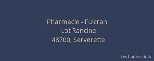 Pharmacie - Fulcran