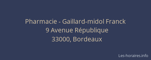 Pharmacie - Gaillard-midol Franck