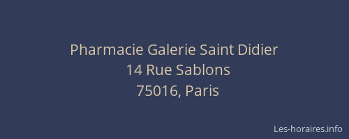 Pharmacie Galerie Saint Didier