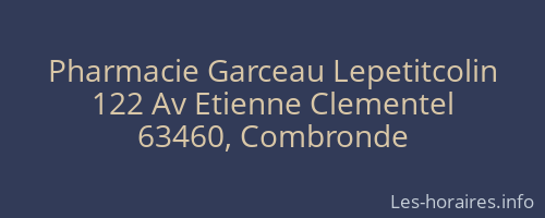 Pharmacie Garceau Lepetitcolin