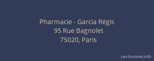 Pharmacie - Garcia Régis