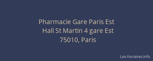 Pharmacie Gare Paris Est