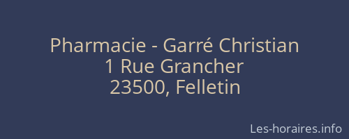 Pharmacie - Garré Christian