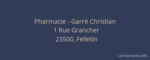Pharmacie - Garré Christian