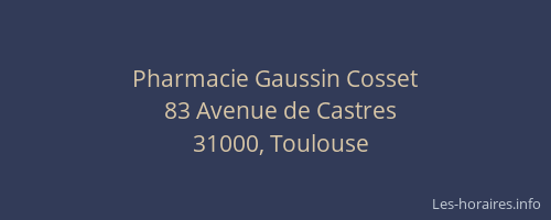 Pharmacie Gaussin Cosset