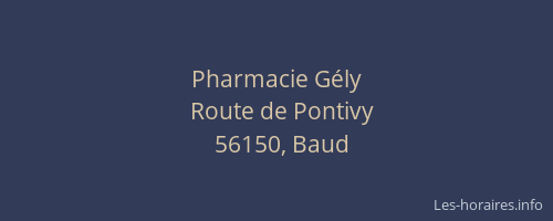 Pharmacie G&eacute;ly