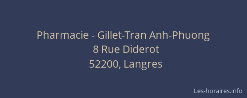 Pharmacie - Gillet-Tran Anh-Phuong