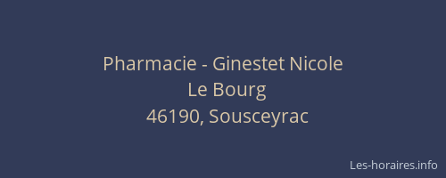 Pharmacie - Ginestet Nicole