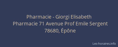 Pharmacie - Giorgi Elisabeth