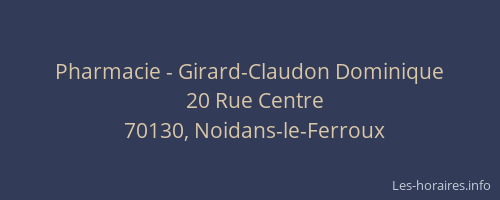Pharmacie - Girard-Claudon Dominique