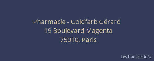 Pharmacie - Goldfarb Gérard