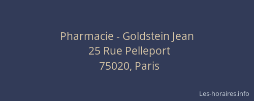 Pharmacie - Goldstein Jean