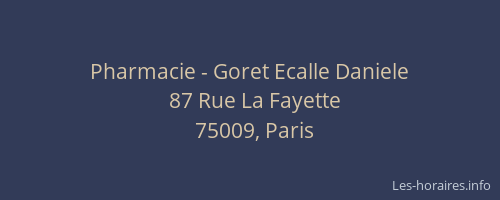 Pharmacie - Goret Ecalle Daniele