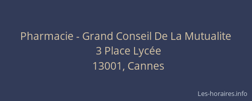 Pharmacie - Grand Conseil De La Mutualite