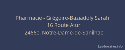 Pharmacie - Gr&eacute;goire-Baziadoly Sarah