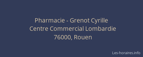 Pharmacie - Grenot Cyrille