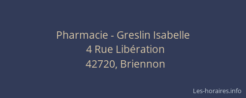 Pharmacie - Greslin Isabelle