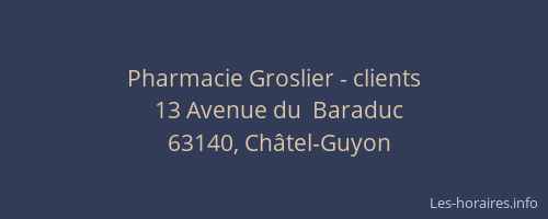 Pharmacie Groslier - clients