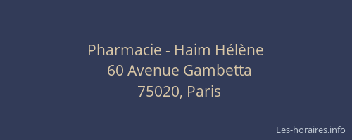 Pharmacie - Haim Hélène