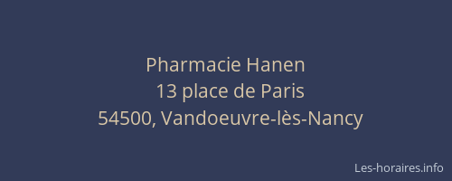 Pharmacie Hanen