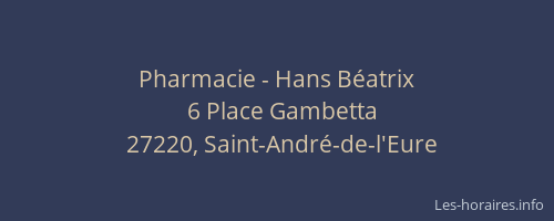 Pharmacie - Hans B&eacute;atrix