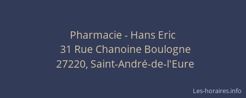 Pharmacie - Hans Eric