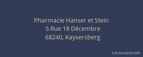 Pharmacie Hanser et Stein