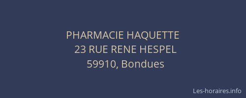PHARMACIE HAQUETTE