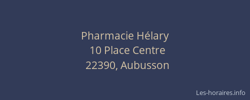 Pharmacie H&eacute;lary